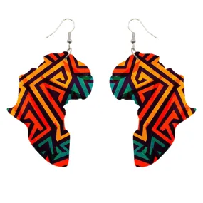 African print Earrings Multicolor Geometrical African Continent