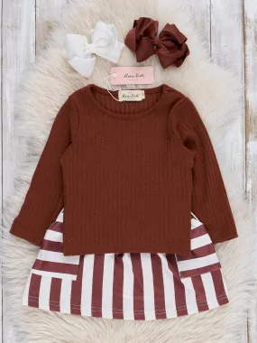 Chocolate Stripes Skirt Set