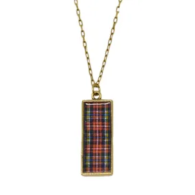 Classic Red Plaid Pendant Necklace