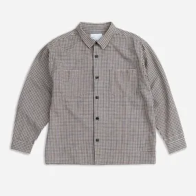 FLAT HEM CHECK WORKSHIRT - BEIGE