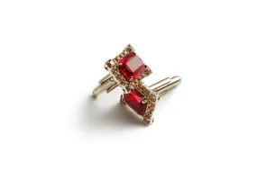 JOEL CRYSTAL BURGUNDY CUFFLINKS