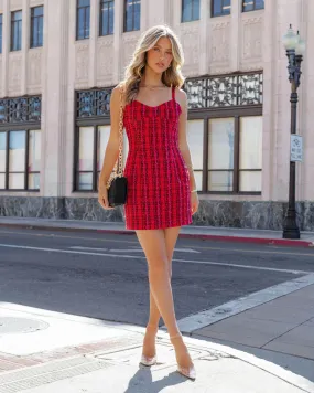 Just Like Me Tweed Plaid Mini Dress