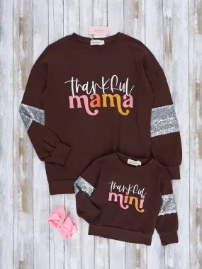 Mom & Me Chocolate Thankful Crew Neck