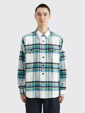 Noah Herringbone Heavyweight Flannel Shirt White / Navy