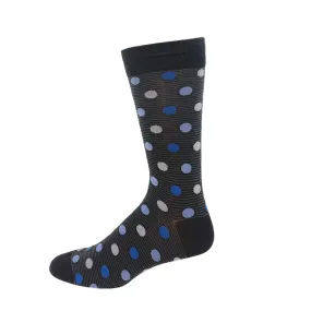 "Dots on Pin Stripe " Cotton Dress sock by Vagden-Large