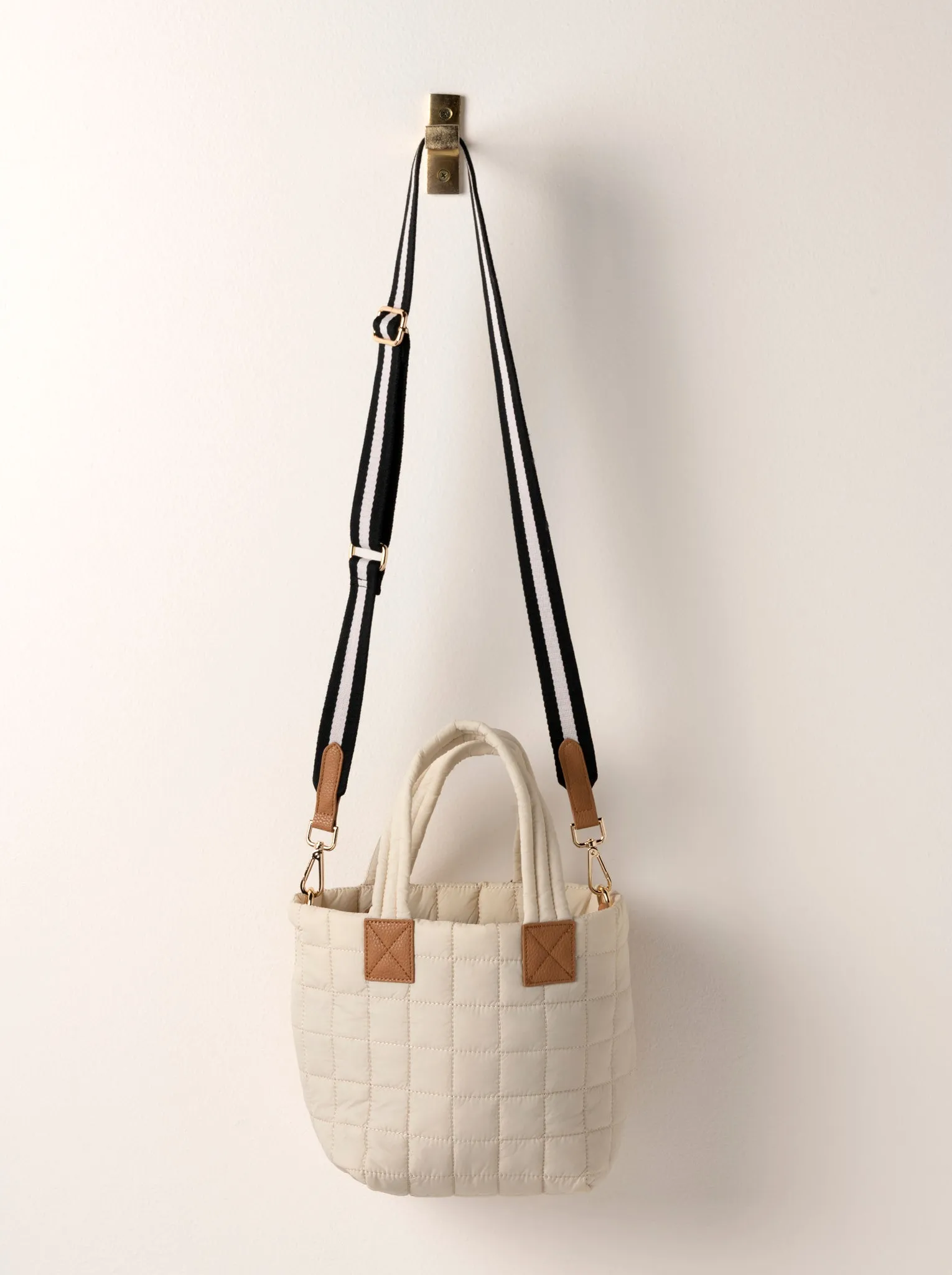 Shiraleah Ezra Quilted Nylon Mini Tote Cross-Body, Ivory