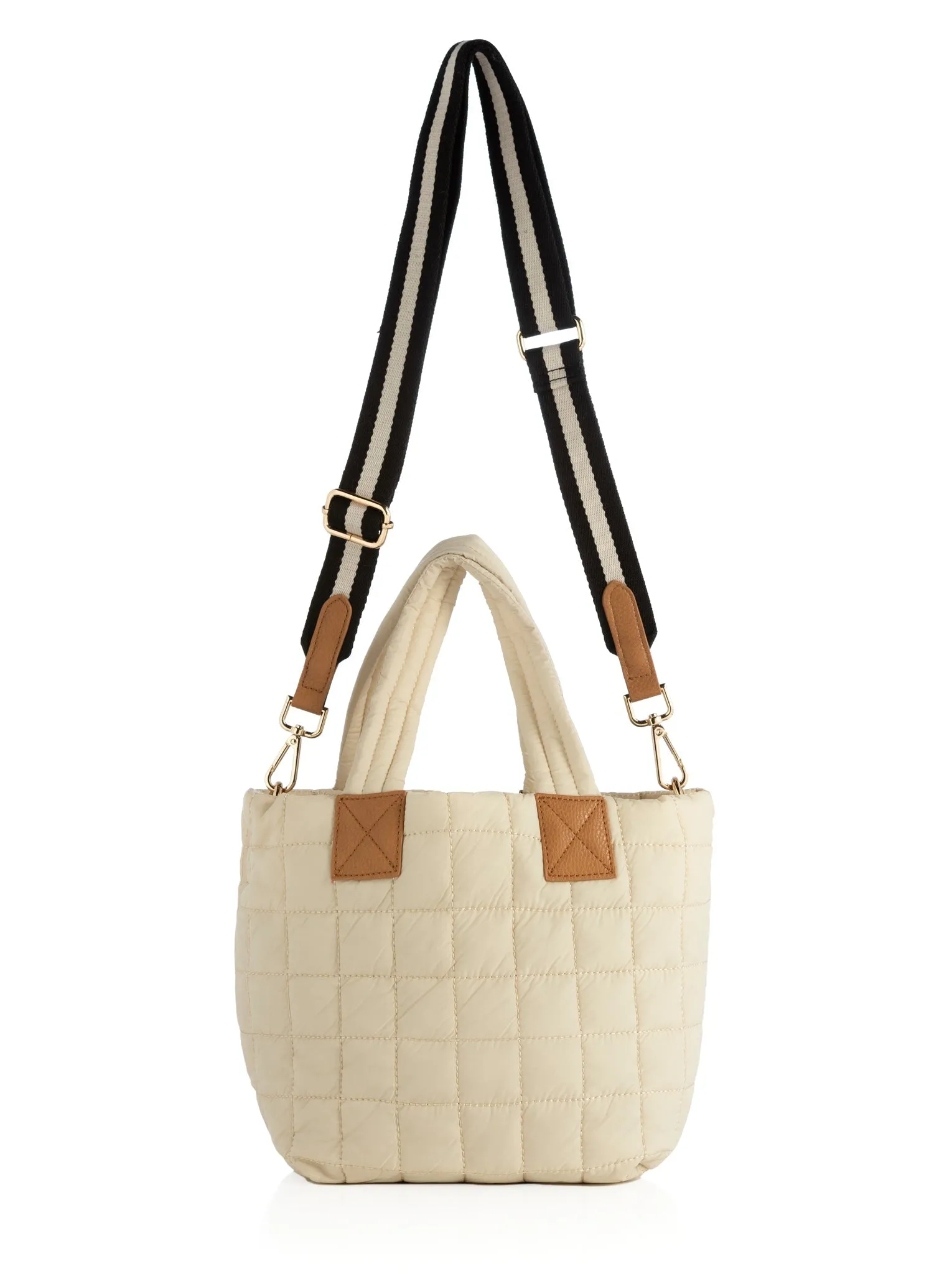 Shiraleah Ezra Quilted Nylon Mini Tote Cross-Body, Ivory