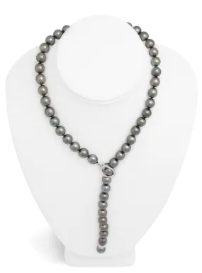 Tahitian pearl strand - 18K white gold clasp with diamond - C4OGD111