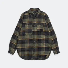 Work Shirt - Yellow/Grey Cotton Plaid Flannel