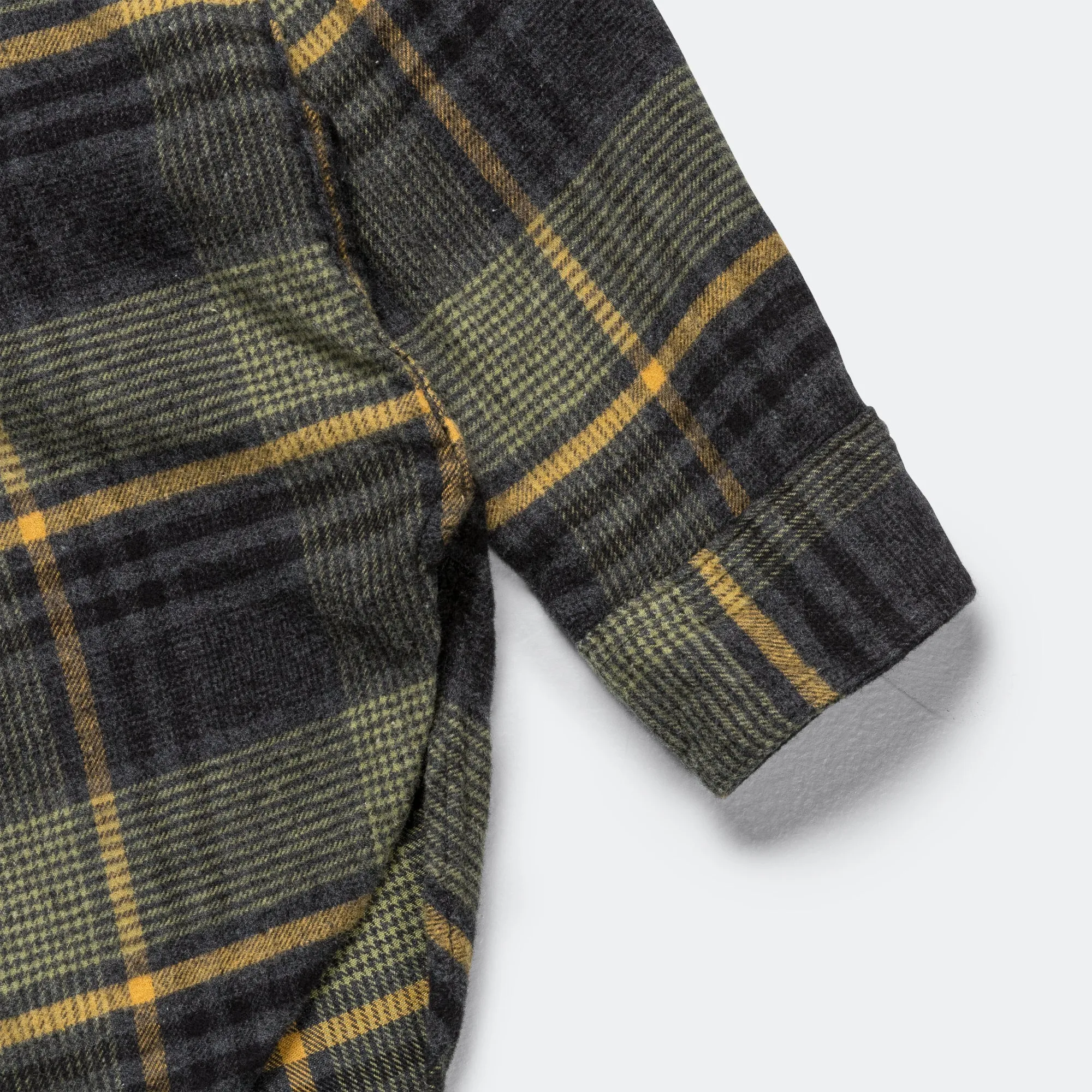 Work Shirt - Yellow/Grey Cotton Plaid Flannel